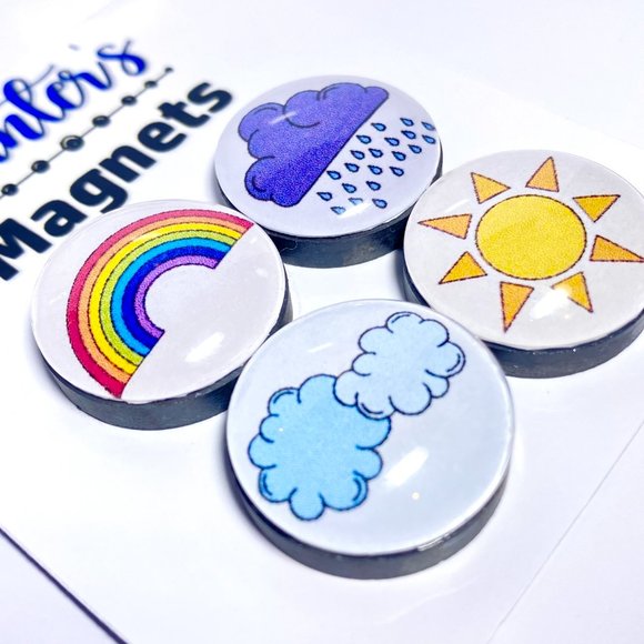 Set of 4 Magnets - Weather Glass Refrigerator Kitchen Whiteboard 07040 - Picture 2 of 3